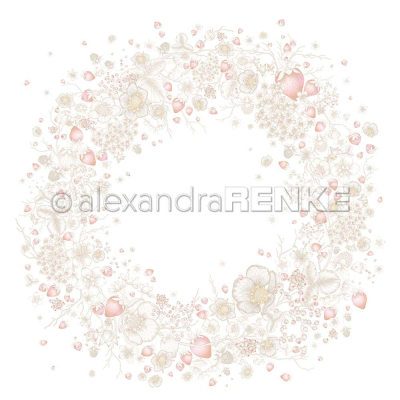 Erdbeerblütenkranz, Designpapier - Alexandra Renke