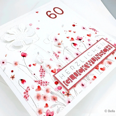 Zarte Blütenwiese rot-rosa, Designpapier - Alexandra Renke