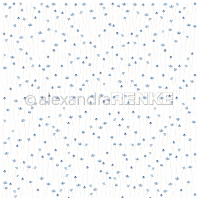 Feine blaue Blüten, Designpapier - Alexandra Renke