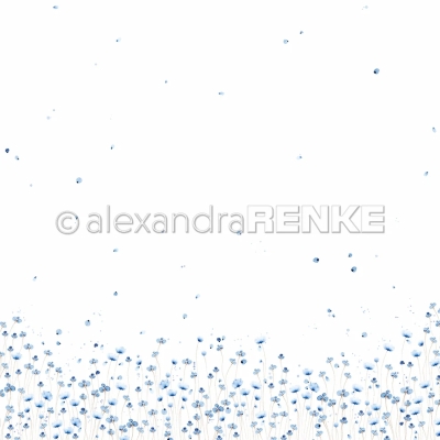 Zarte blaue Blütenwiese, Designpapier - Alexandra Renke