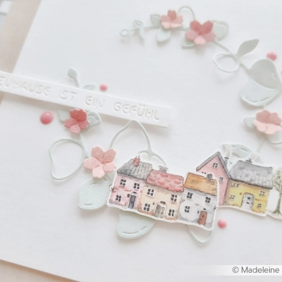 Feine Häuserreihe mit Blumen, Designpapier - Alexandra Renke