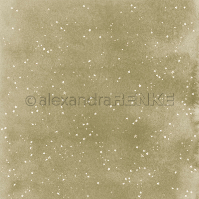 Kleine Sterne auf Moosgrün, Designpapier - Alexandra Renke