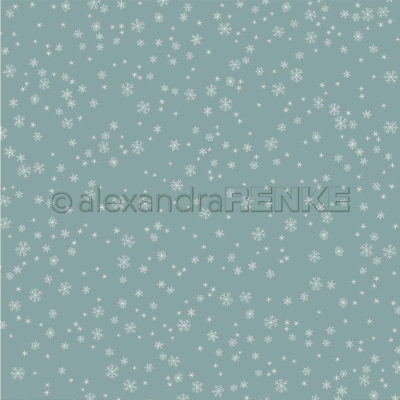 Schneeflocken auf Elegant Blau, Designpapier - Alexandra Renke