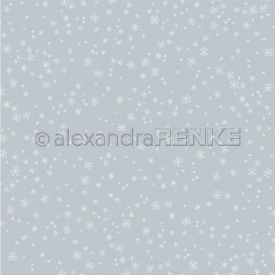 Schneeflocken auf Denim Hell, Designpapier - Alexandra Renke