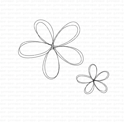 Doodled Flowers, Rubberstamp - Gummiapan
