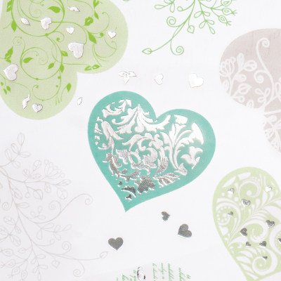 Preview: Big Hearts Mint A4, Designpapier - Heyda