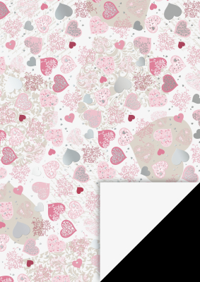 Big Hearts Bordeaux A4, Designpapier - Heyda