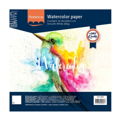 Watercolor Paper Smooth 30,5 cm x 30,5 cm 300g - Florence