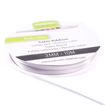 Satinband 3mm, Silber Hell - Vaessen