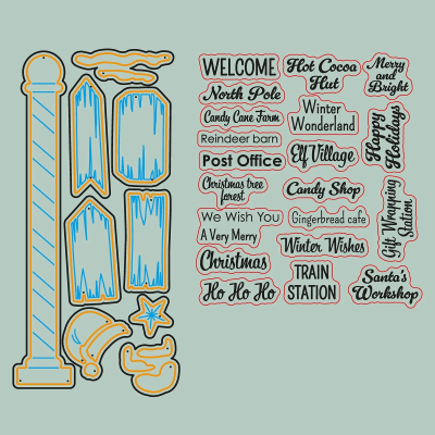 Christmas Village - Northpole Signs, Stempel- & Stanzenset - Vaessen Creative