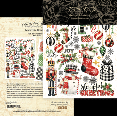 Merry-ful Greetings, Rub-On Transfer Set - Graphic45