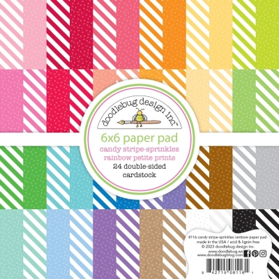 Candy Stripe-Sprinkles Rainbow Petite Prints 6x6 Paperpad - Doodlebug