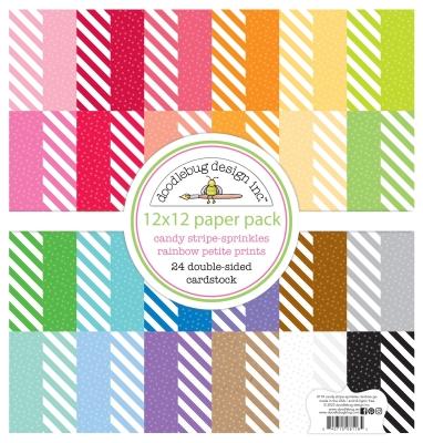 Candy Stripe-Sprinkles Rainbow Petite Prints 12x12 - Doodlebug