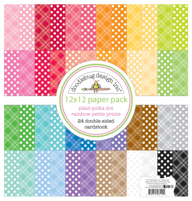 Plaid-Polka Dot Rainbow Petite Prints 12x12 - Doodlebug