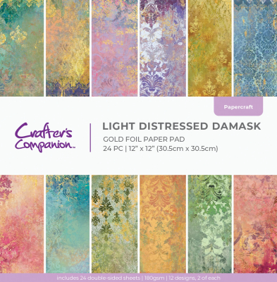 Light Distressed Damask 12x12 Paperpad - Crafter's Companion