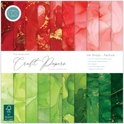 Ink Drops Festive, 12x12 Paper Pad - Craft Consortium