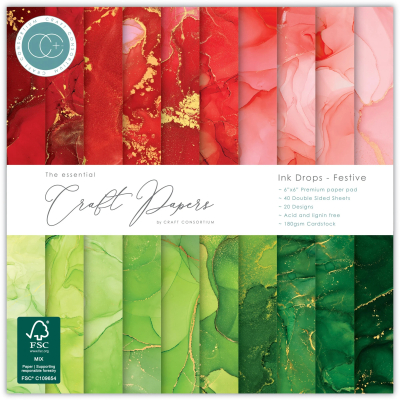 Ink Drops Festive, 6x6 Paper Pad - Craft Consortium