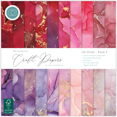 Ink Drops Rose #2 12x12 Paper Pad - Craft Consortium