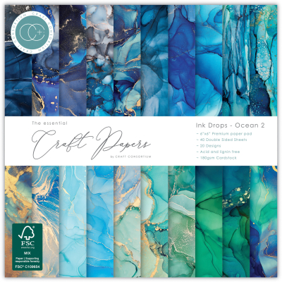Ink Drops Ocean #2, 6x6 Paper Pad - Craft Consortium