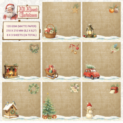 All About Christmas, 8x8 Paperpad - Creatief Art