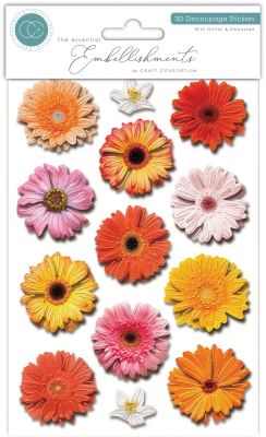 Flowers, 3D Decoupage Sticker - Craft Consortium