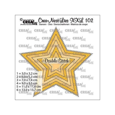 Crea-Nest-Lies XXL #102 Double Stitch Stars, Stanze - Crealies