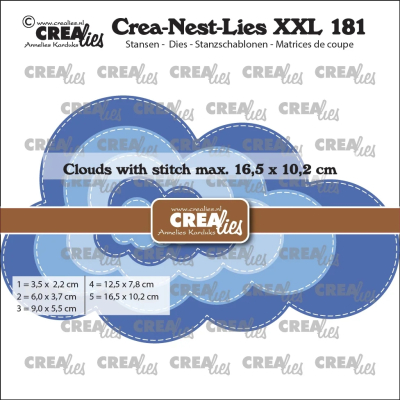 Crea-Nest-Lies XXL #181 Clouds with Stitchline, Stanze - Crealies