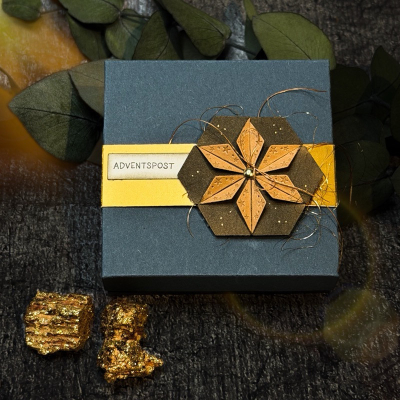 Preview: Hexagon Sterne, Stanze  - Farbton Papier