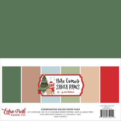 Here Comes Santa Paws 12x12 Coordinating Solids - Echo Park