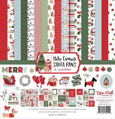 Here Comes Santa Paws 12x12 Inch Collection Kit - Echo Park