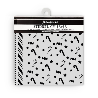 Candy Christmas - Candycanes Pattern, Schablone - Stamperia