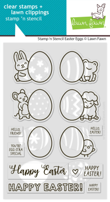 Stamp'n Stencil Easter Eggs, Clearstamp & Schablone - Lawn Fawn