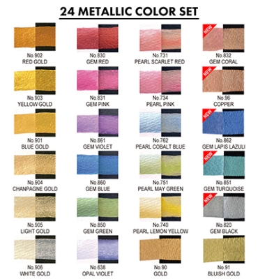 Preview: Gansai Tambi Metallic Watercolor Set, 24 Colors - Kuretake