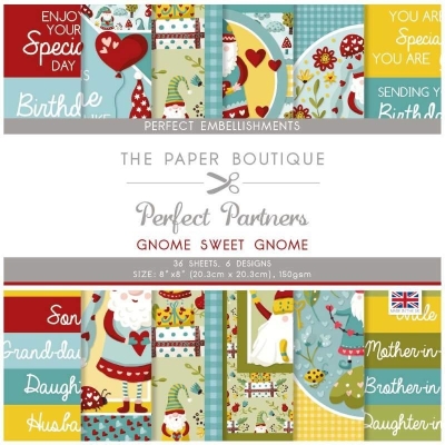 Gnome Sweet Gnome Perfect Embellishments Paperpad 8x8 - The Paper Boutique