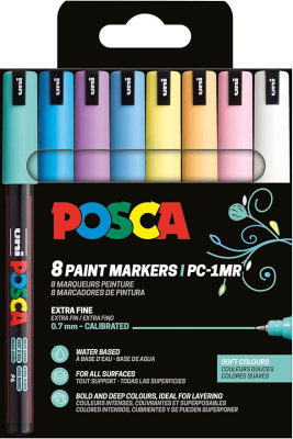 UNI POSCA Marker PC-1MR 8er-Set, Soft Colours