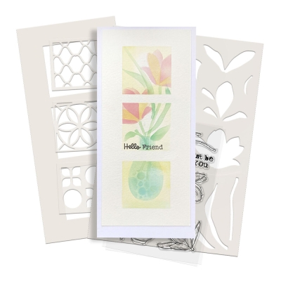 Preview: Triptych Squares, Schablone - Polkadoodles