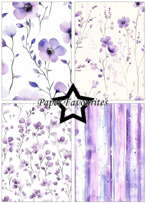 Preview: Purple Floral A5 Paperpack - Paper Favourites