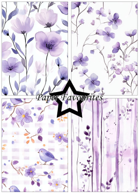 Preview: Purple Floral A5 Paperpack - Paper Favourites