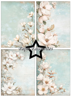 Preview: Dusty Blue Magnolia A6 Paperpack - Paper Favourites