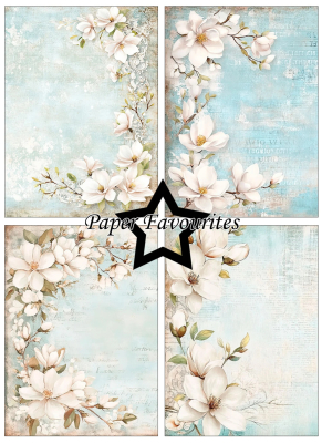 Preview: Dusty Blue Magnolia A6 Paperpack - Paper Favourites