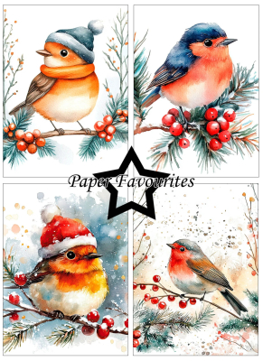 Preview: Christmas Birds A6 Paperpack - Paper Favourites