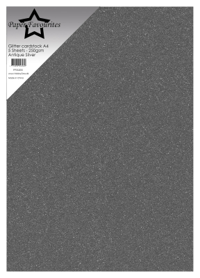 Glitter Cardstock A4, Antique Silver - Paper Favourites