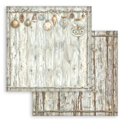 White Christmas - Wooden Pattern, 12x12 - Stamperia