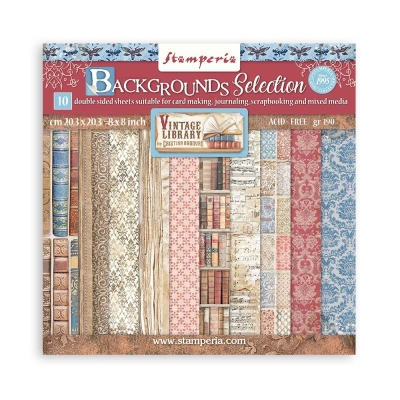 Vintage Library Background Selection 8x8 Paperpad - Stamperia
