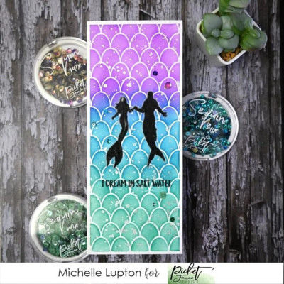 Preview: Mermaid Scales Slim Line, Schablone - Picket Fence Studios