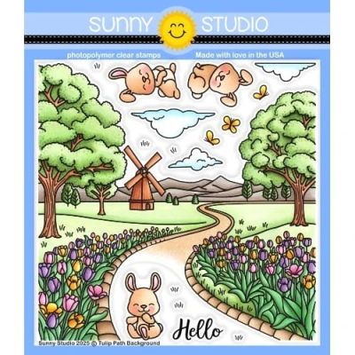 Tulip Path Background, Clearstamp - Sunny Studio Stamps