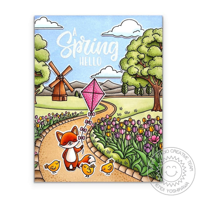 Tulip Path Background, Clearstamp - Sunny Studio Stamps