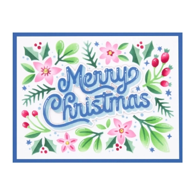 Layered Merry Christmas Foliage, Schablone - Spellbinders