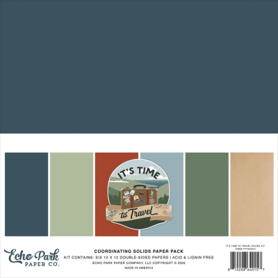 It's Time to Travel 12x12 Coordinating Solids - Echo Park