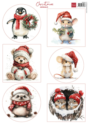 Decoupage Sheet, Christmas Animals  - Marianne Design